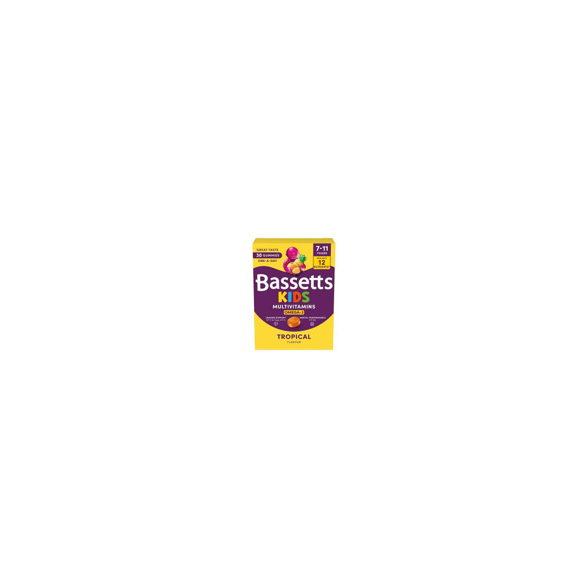 Bassetts kids multivitamin gummies tropical flavour 30 count, imported from the UK