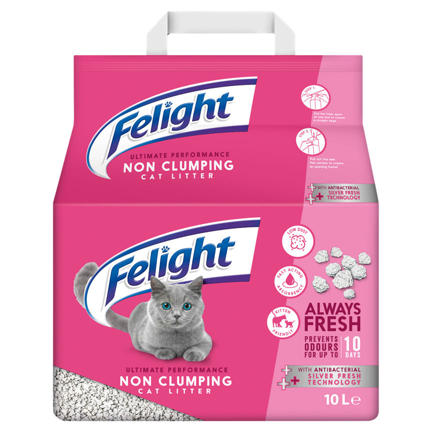 Felight Non Clumping Cat Litter with Antibacterial Silver Fresh+ Technology GOODS ASDA   