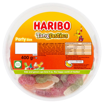 ASDA Haribo Tangfastics Fruit & Cola Flavour Fizzy Jelly Sweets 400g- Buy online at McGrocer