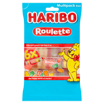 ASDA Haribo Mega-Roulette Jelly Fruit Sweets Multipack 6x25g- Buy online at McGrocer