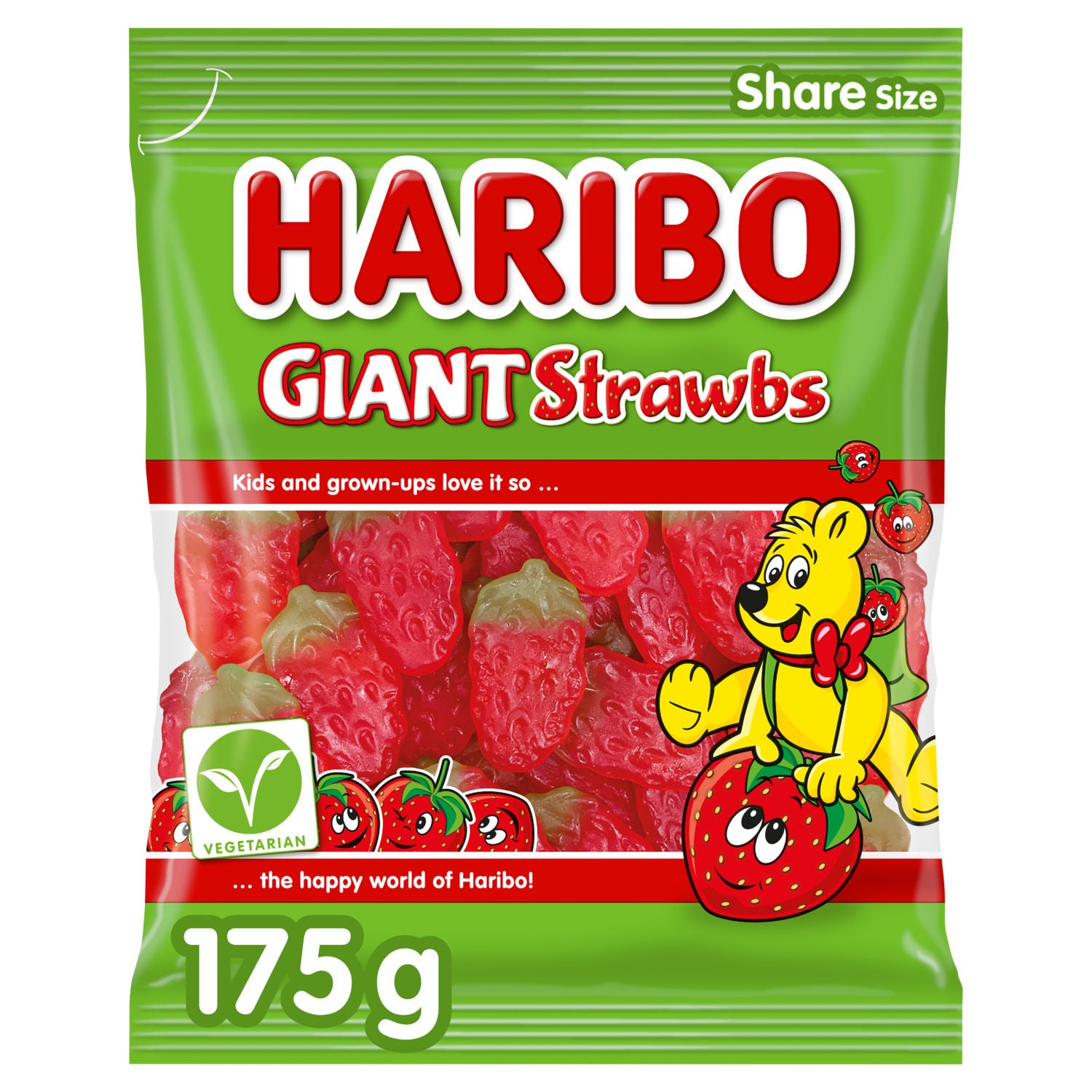 Haribo Giant Strawbs strawberry sweets 175g - British product