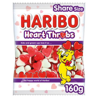 Haribo Heart Throbs jelly and foam sweets sharing bag 160g (British brand)