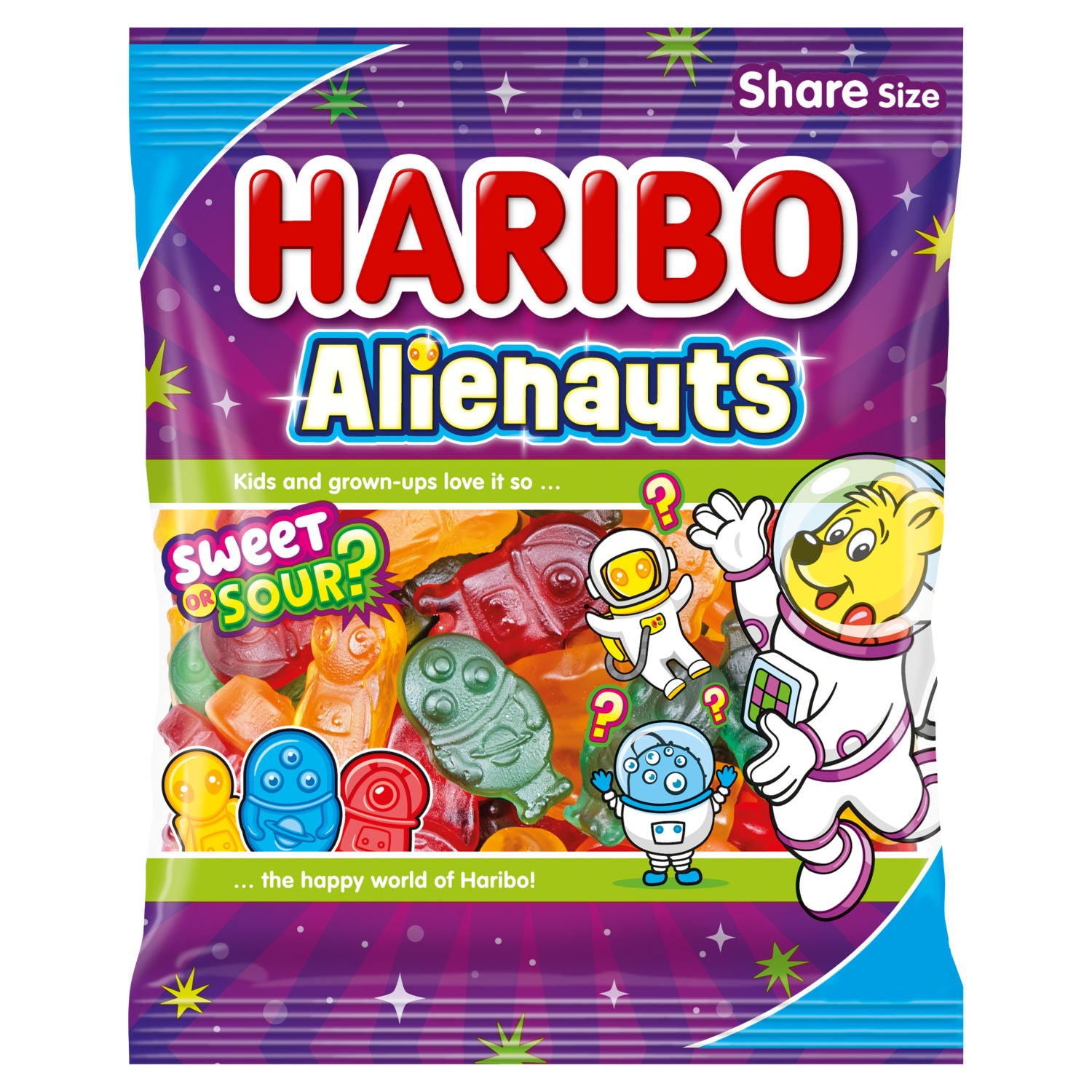 Haribo Alienauts sweet and sour jelly sweets 150g, UK version