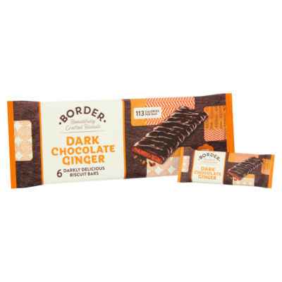 Border dark chocolate ginger biscuit bars 144g, imported from the UK
