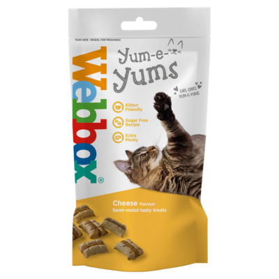 Webbox Yum-e-Yums semi-moist cheese cat treats 40g (British brand)