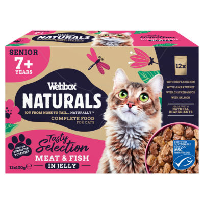 ASDA Webbox Naturals Meat Fish Jelly Senior Cat Food 8 x 100g- Buy online at McGrocer