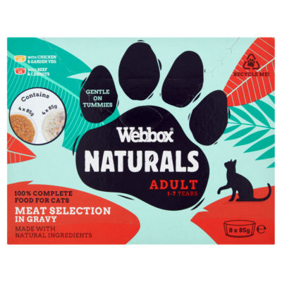 Webbox Naturals cat food meat selection in gravy 8x85g - British product