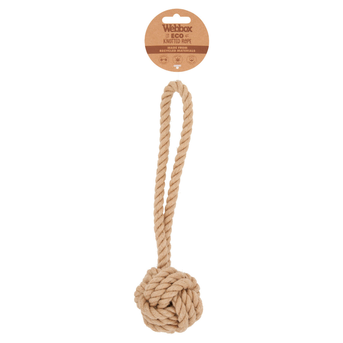 Webbox Eco Knotted Rope hardwearing hemp dog toy, UK version