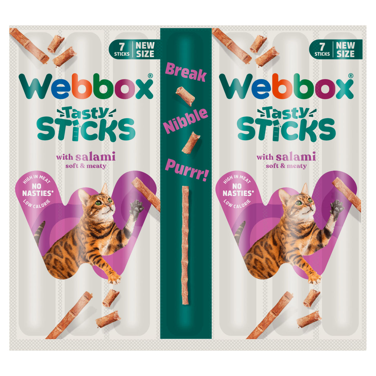 Webbox cat treat sticks with salami 35g, imported from the UK