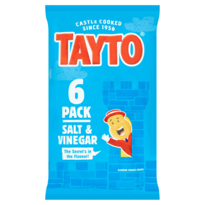 ASDA Tayto Salt & Vinegar Flavour Potato Crisps 6 x 25g- Buy online at McGrocer