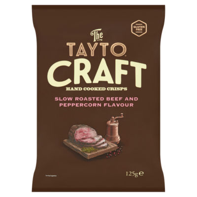ASDA Tayto Craft Hand Cooked Crisps Slow Roasted Beef and Peppercorn Flavour 125g- Buy online at McGrocer