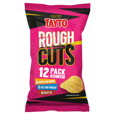 Tayto Rough Cuts assorted flavour ridged potato crisps 12 x 25g, UK version