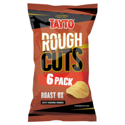 Tayto Rough Cuts roast ox crisps, multipack of 6, UK version