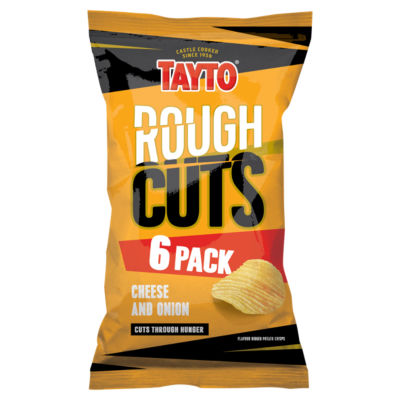 ASDA Tayto Rough Cuts Cheese and Onion Flavour Ridged Potato Crisps 6 x 25g- Buy online at McGrocer