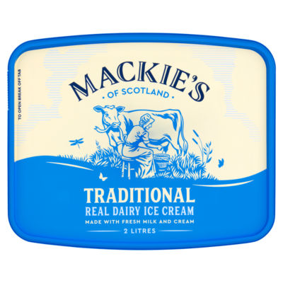 Mackie's traditional real dairy ice cream 2L tub, imported from the UK