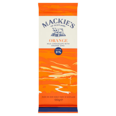 Mackie's orange milk chocolate bar with honeycomb 120g, UK version