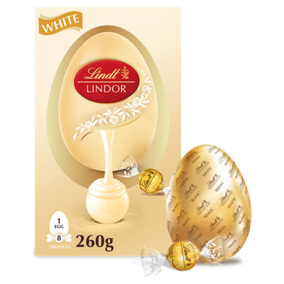 Lindt white chocolate egg with Lindor white truffles 260g, imported from the UK