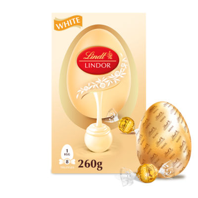 Lindt white chocolate egg with Lindor white truffles 260g, imported from the UK