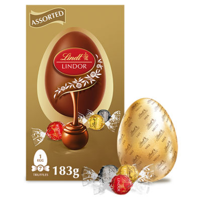 Lindt Lindor Milk Chocolate Egg with assorted truffles 183g, imported from the UK