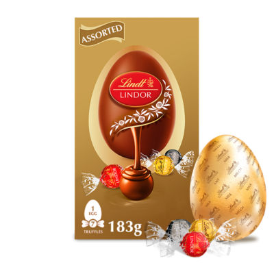 Lindt Lindor Milk Chocolate Egg with assorted truffles 183g, imported from the UK