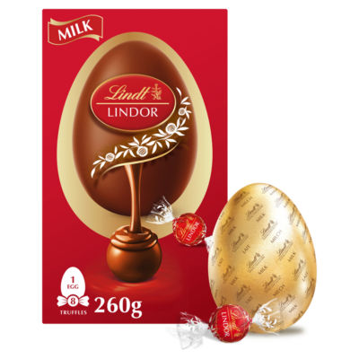 Lindt Lindor Milk Chocolate Egg with truffles 260g, imported from the UK