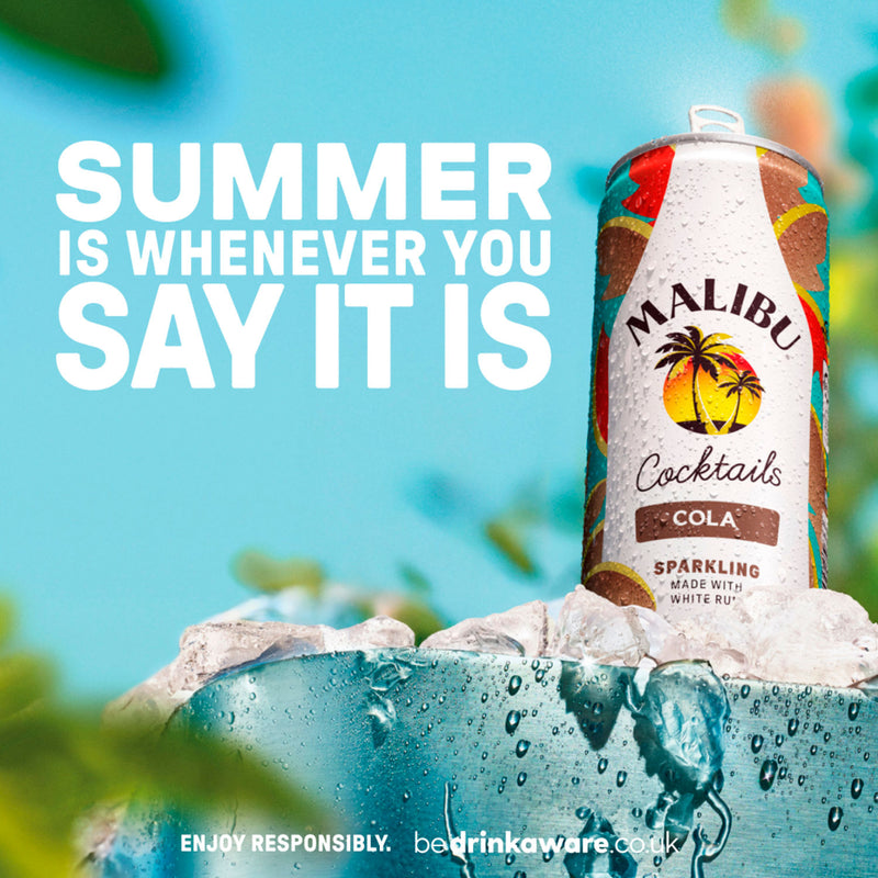 Malibu coconut cola sparkling rum drink 250ml, imported from the UK