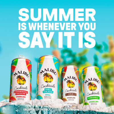 Malibu coconut cola sparkling rum drink 250ml, imported from the UK