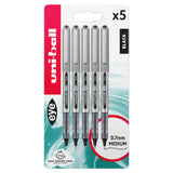 uni-ball Medium Black Liquid Ink Rollerball Pens 5 Pack
