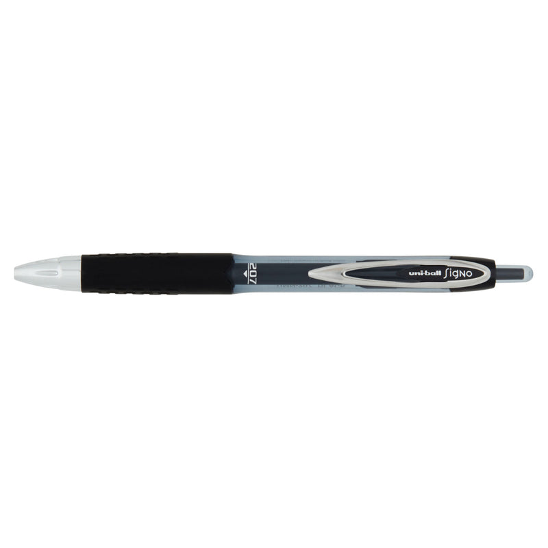 uni-ball Signo 207 black medium gel ink rollerball pen pack of 2 (British brand)