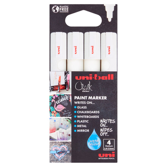 Uni Ball 4 Chalk Marker White PWE-5M Medium 1.8-2.5mm GOODS ASDA   