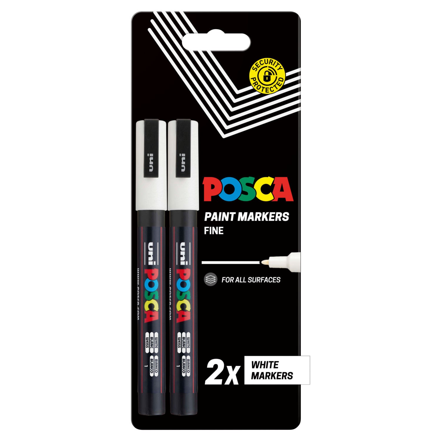 Posca 2 paint markers white fine tip 0.9-1.3mm, imported from the UK