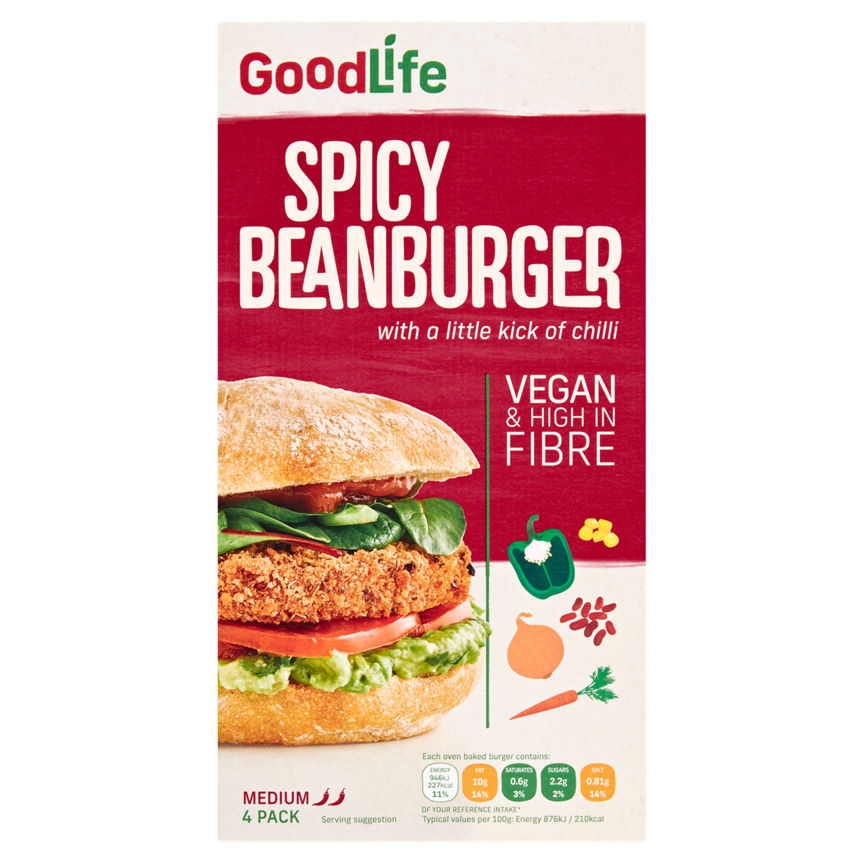 GoodLife Spicy Beanburger 4 Pack GOODS ASDA   