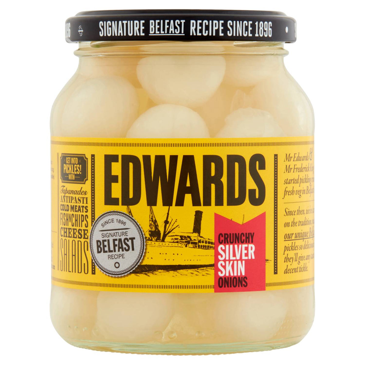 Edwards crunchy silver skin onions 350g, imported from the UK