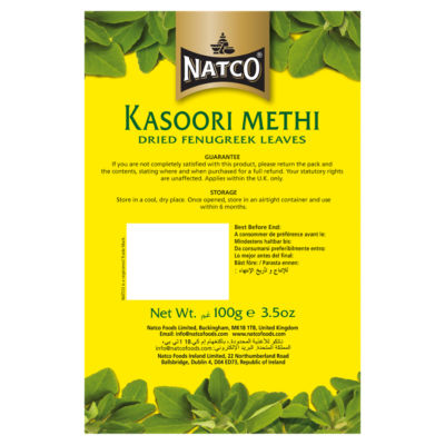 Natco Kasoori Methi dried fenugreek leaves 100g, imported from the UK