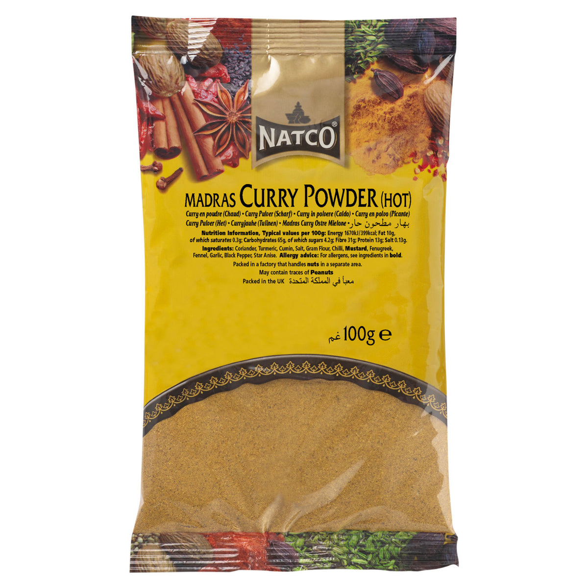 Natco Madras Curry Powder hot 100g, imported from the UK