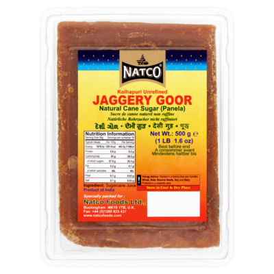 Natco Kolhapuri Jaggery 500g, imported from the UK