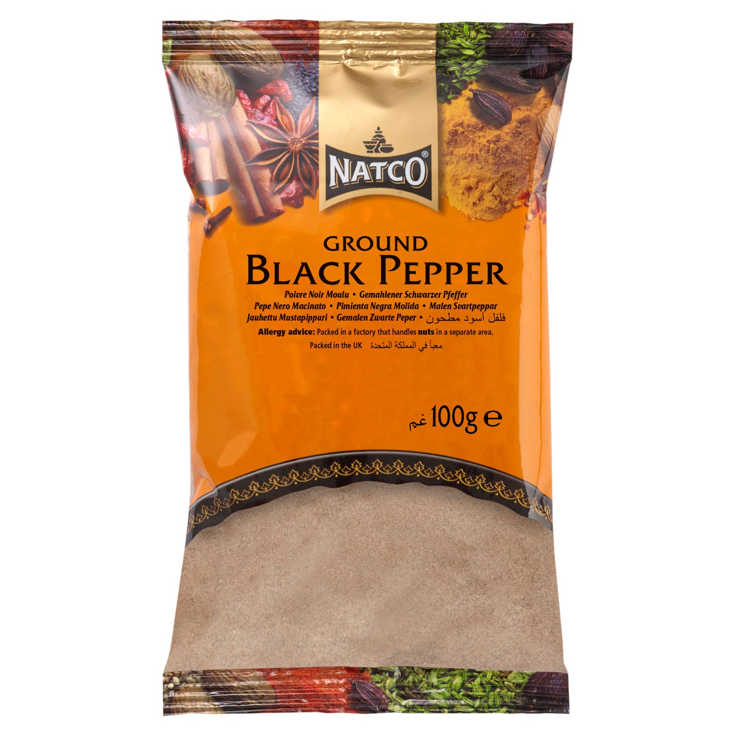Natco ground black pepper 100g, imported from the UK