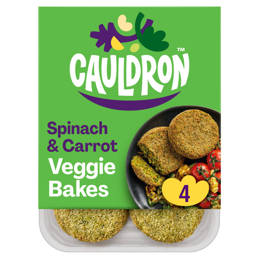 Cauldron 4 Spinach & Carrot Veggie Bakes 200g GOODS ASDA   