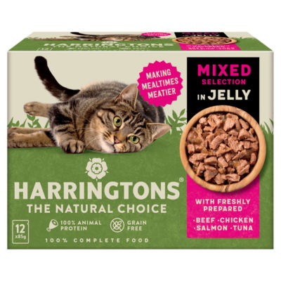 Harringtons wet cat food pouches mixed in jelly 12x85g (British brand)