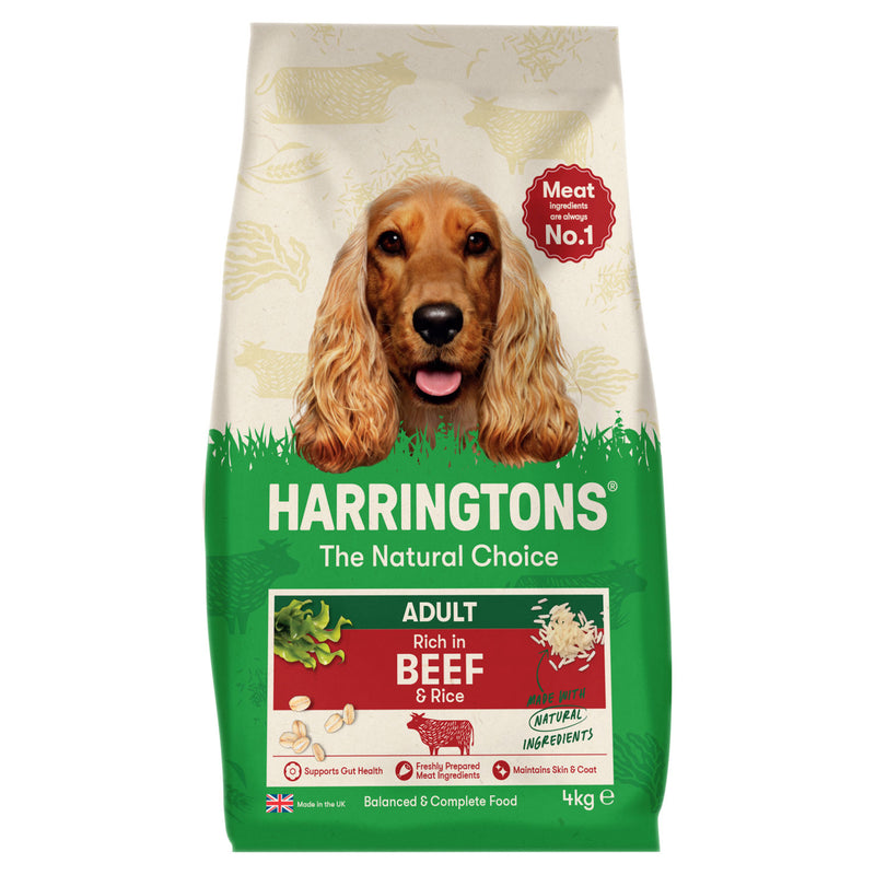 Harringtons dry dog food rich in beef and rice 4kg, UK version