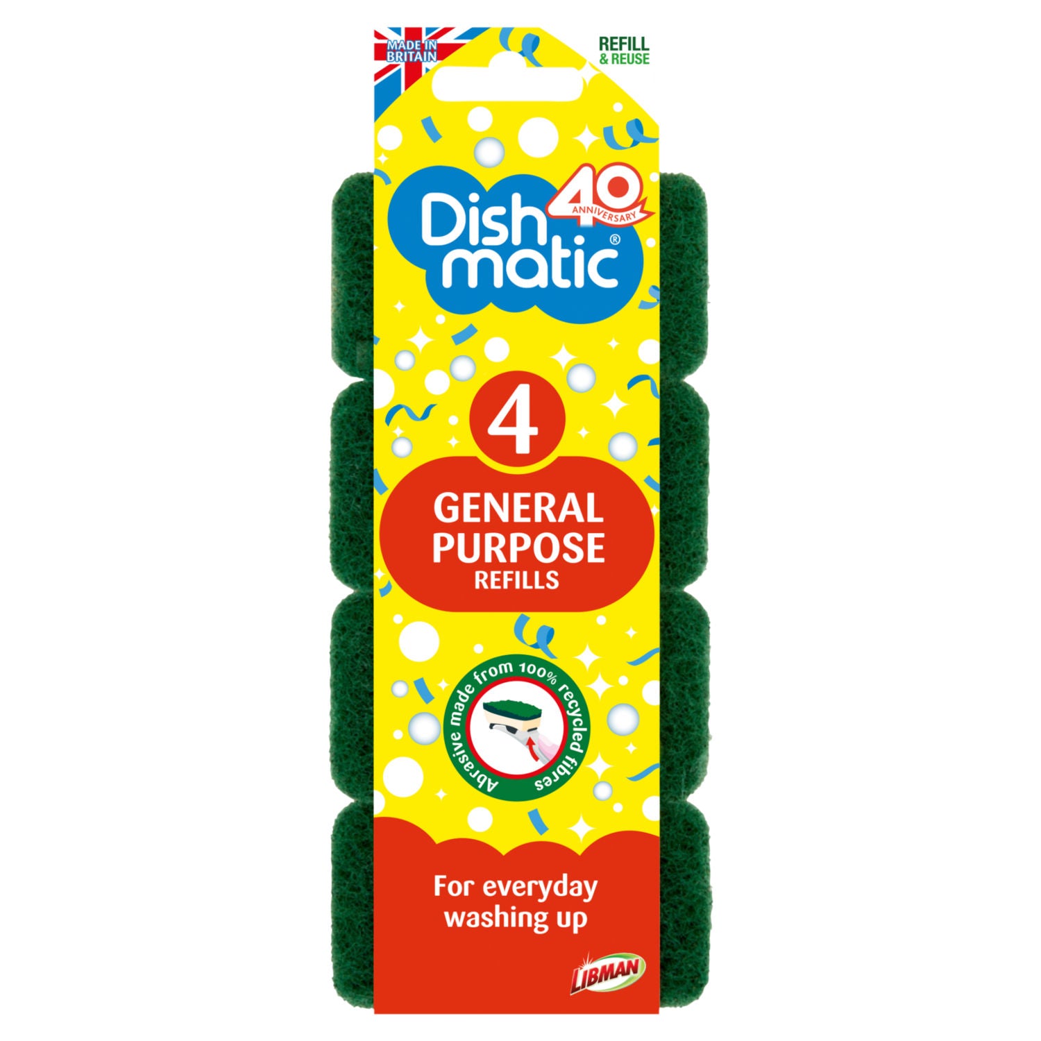 Dishmatic General Purpose scouring refills 4-pack - British product
