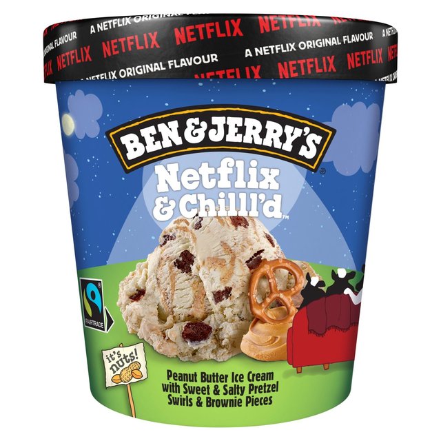 Ben & Jerry's Netflix & Chilll'd Peanut Butter Ice Cream Tub   465ml GOODS M&S   