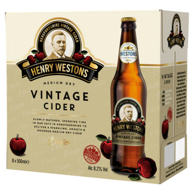 ASDA Henry Westons Vintage Cider Medium Dry 8x500ml- Buy online at McGrocer