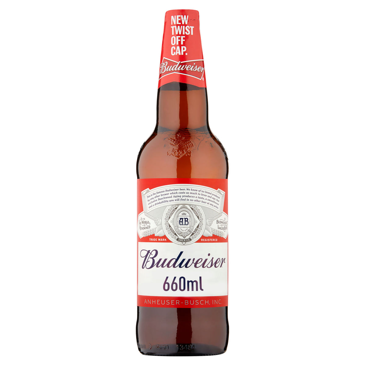 Budweiser lager beer bottle 660ml - British product