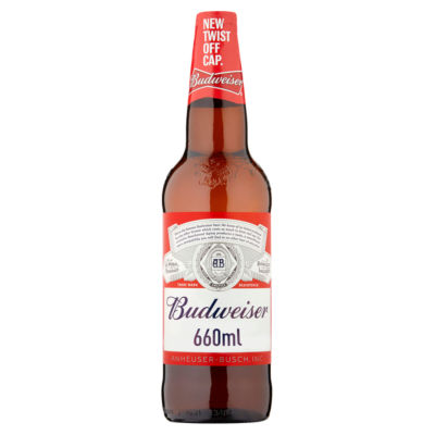 Budweiser lager beer bottle 660ml - British product