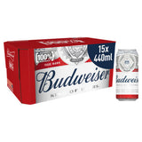 Budweiser lager beer cans 15x440ml (British brand)