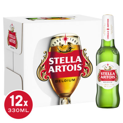 Stella Artois premium lager beer bottles 12x330ml, UK version