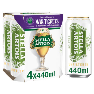 Stella Artois Ufiltrert Premium Lagerøl Bokser 4x440ml