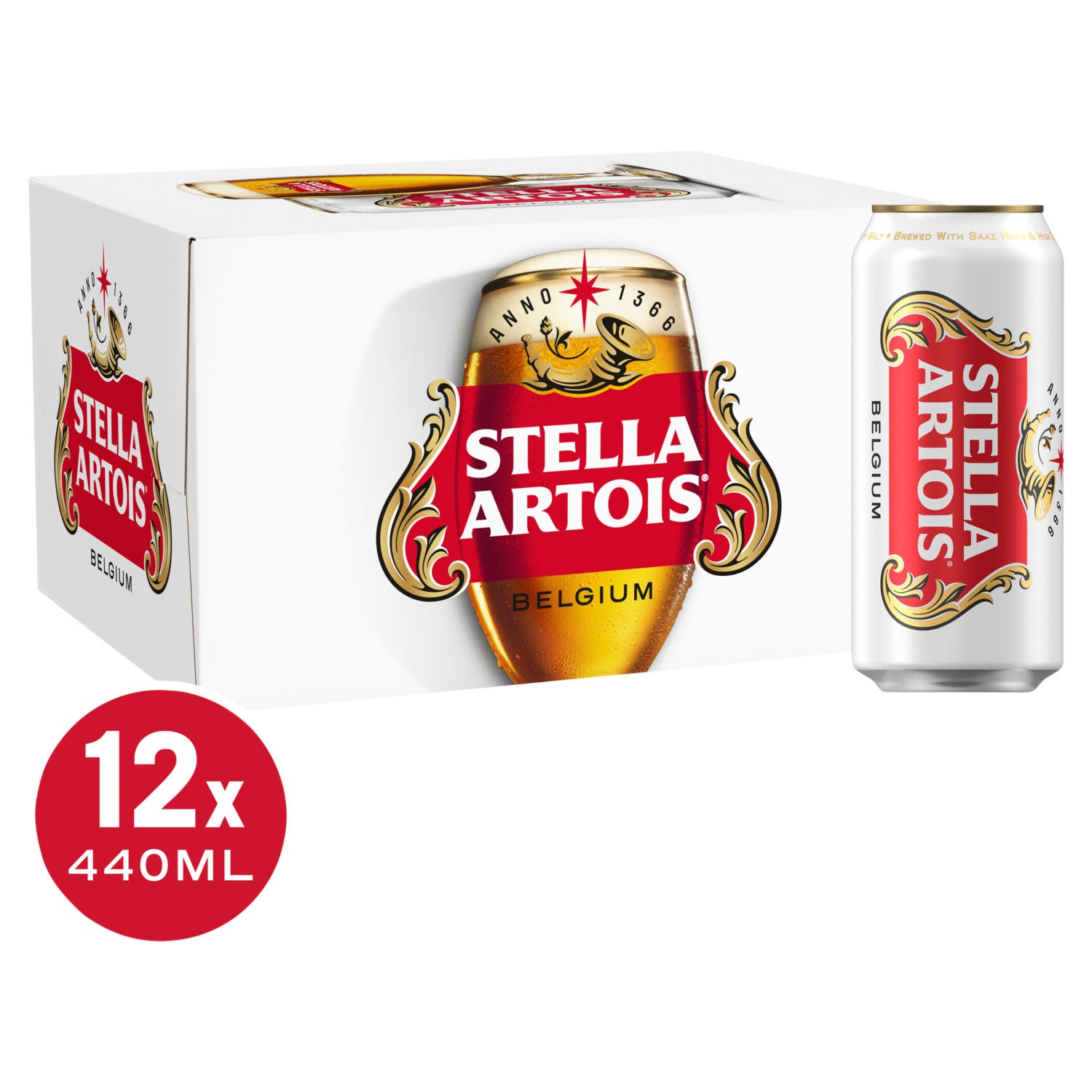 Stella Artois premium lager cans 12x440ml - British product
