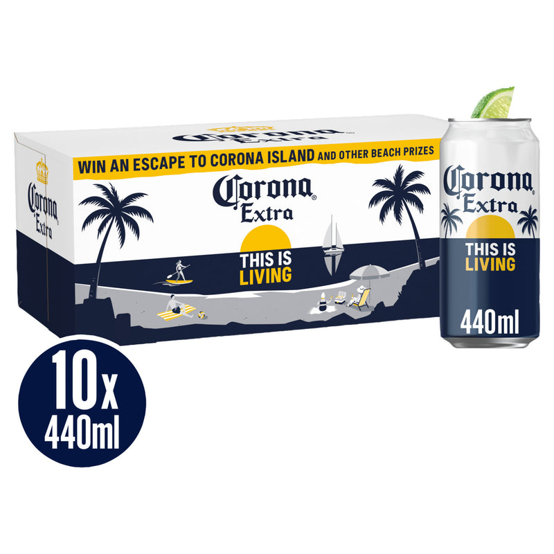 Corona Extra premium lager beer cans 10x440ml, imported from the UK